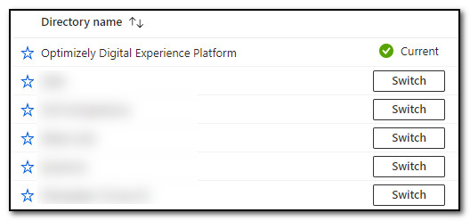Azure portal, Optimizely DXP directory