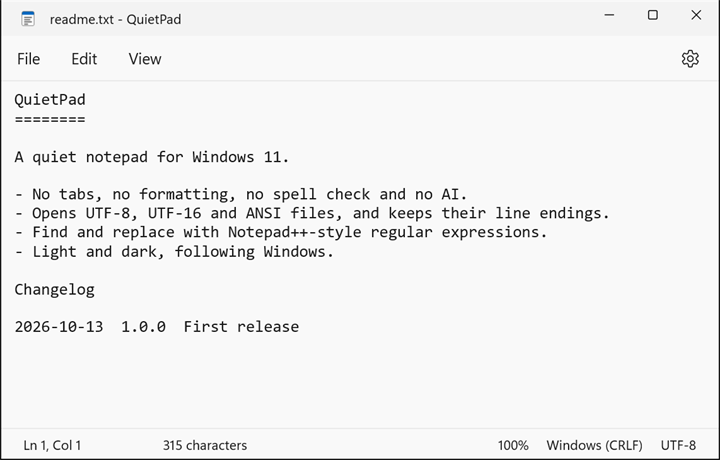 QuietPad screenshot