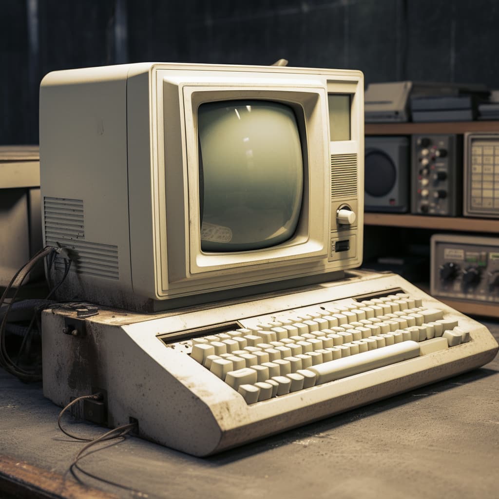 An old computer on a desk