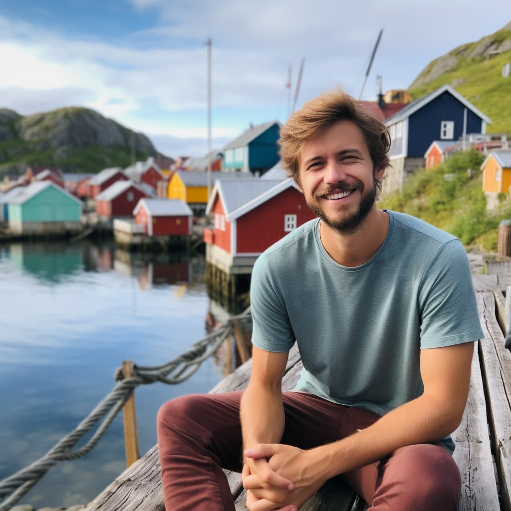 A man sitting on a dock