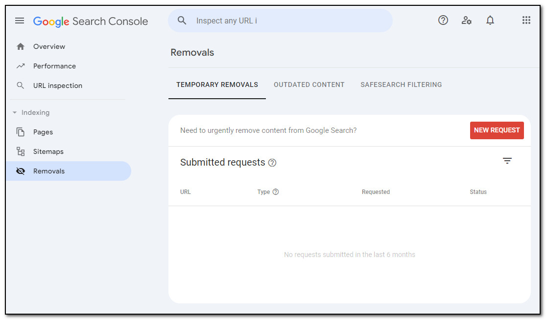 Google Search Console Url Removal Tool