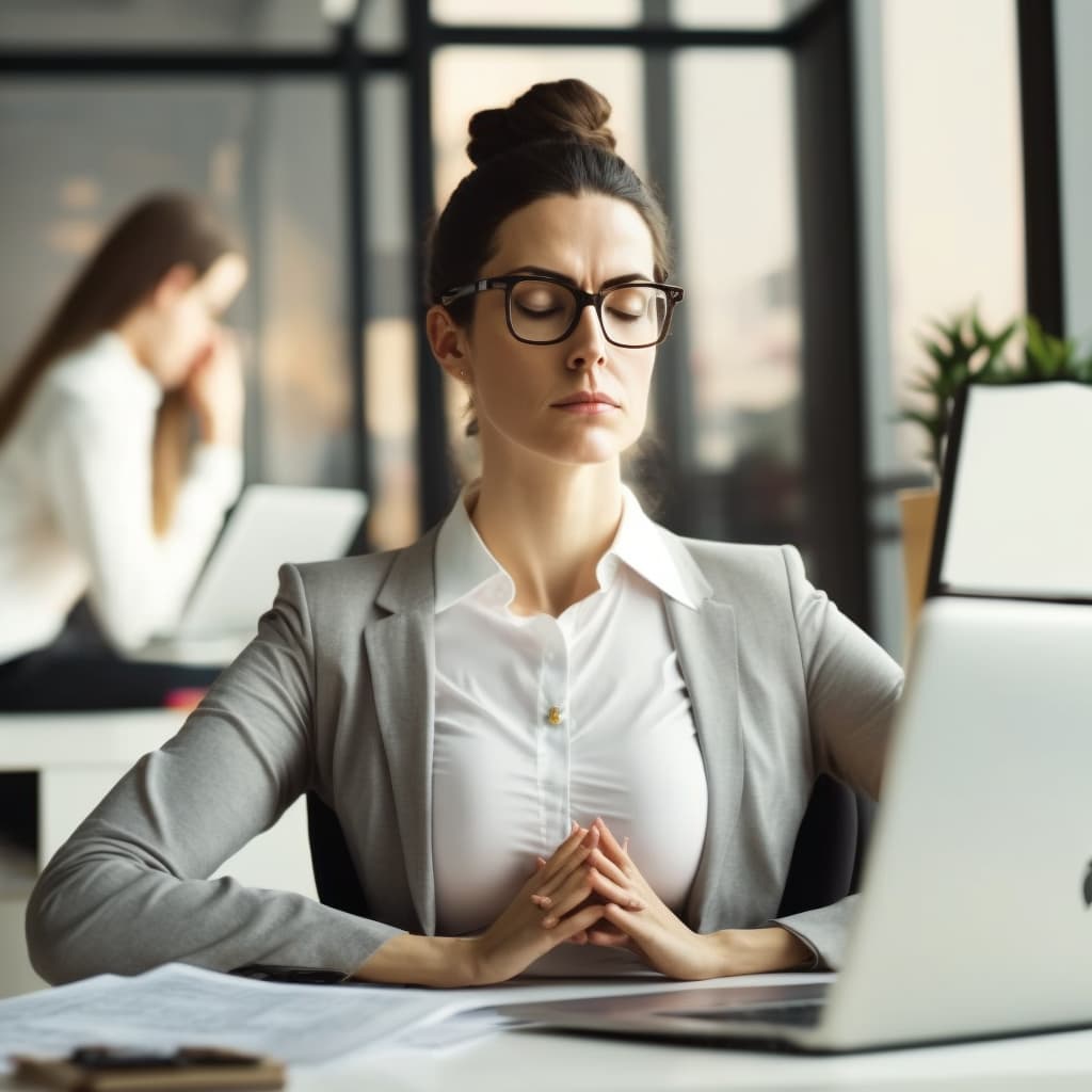 A woman wearing glasses