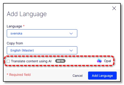 Add new language dialog, with AI features