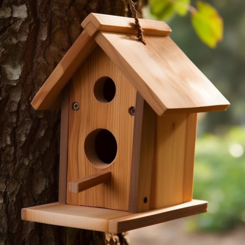 A birdhouse on a tree