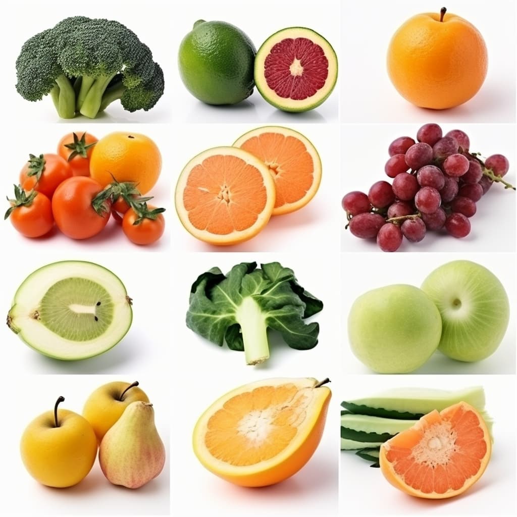 A group of fruits and vegetables