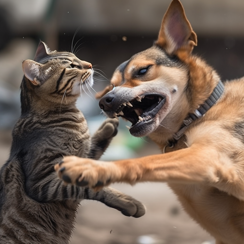 En katt og en hund