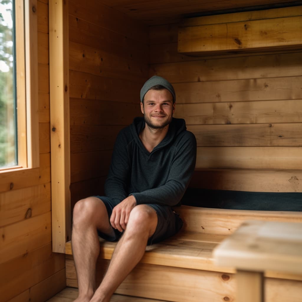 A man sitting on a wooden bench