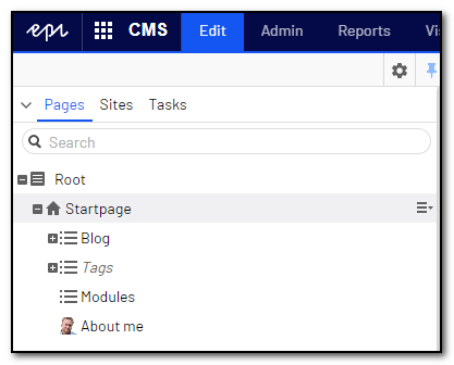 Episerver page tree with a custom image icon