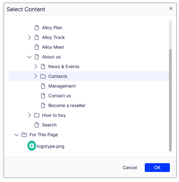Dialog: Select Content