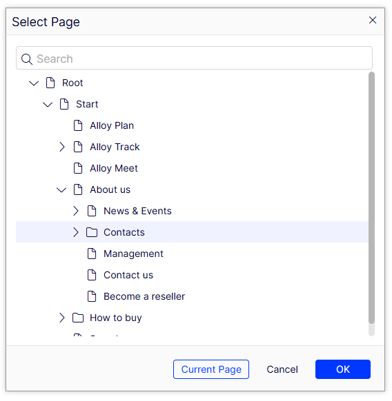 Dialog: Select Page