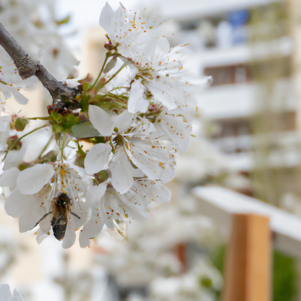 En bie på en hvit blomst