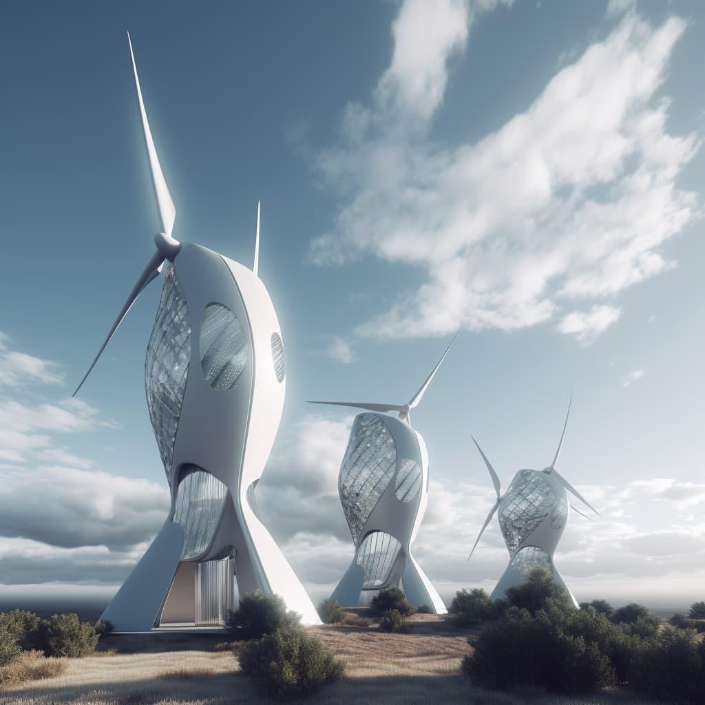 A group of wind turbines
