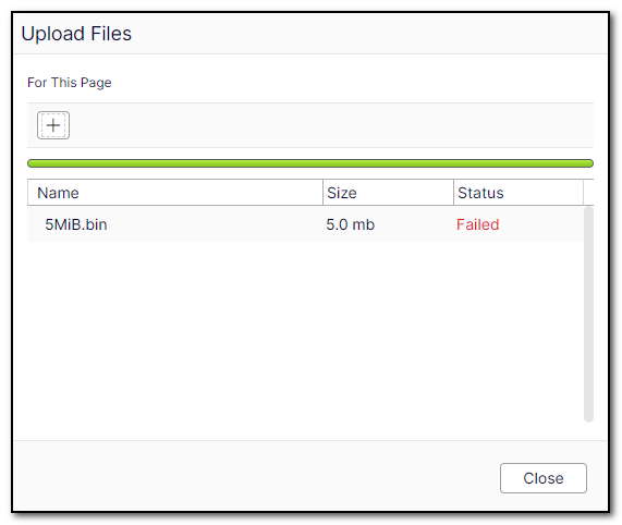 Uploading a 5MB file failed