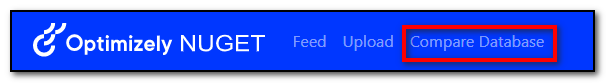 Screenshot from nuget.optimizely.com with the link «Compare Database» highlighted..
