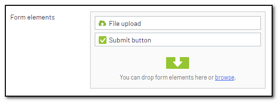 Episerver Form form container, with a file upload control and a submit button.