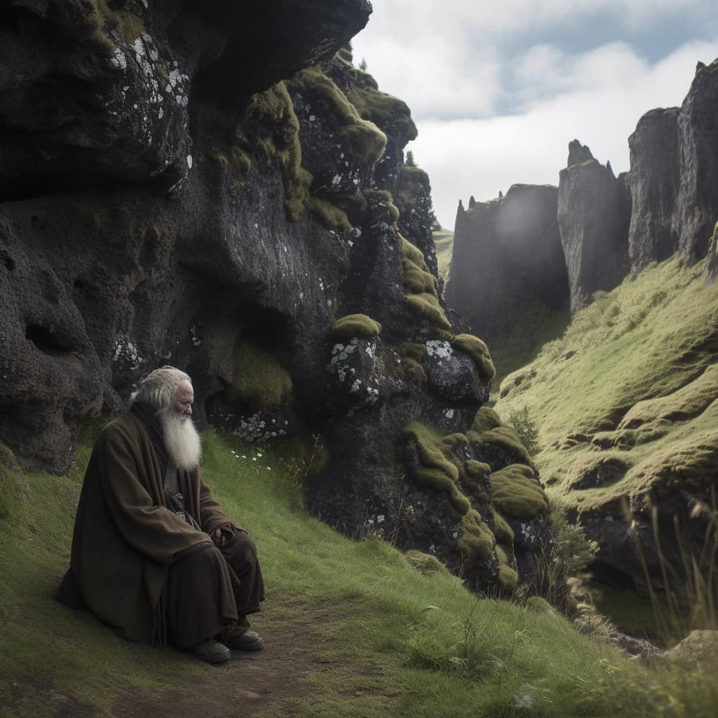 A person sitting on a rock