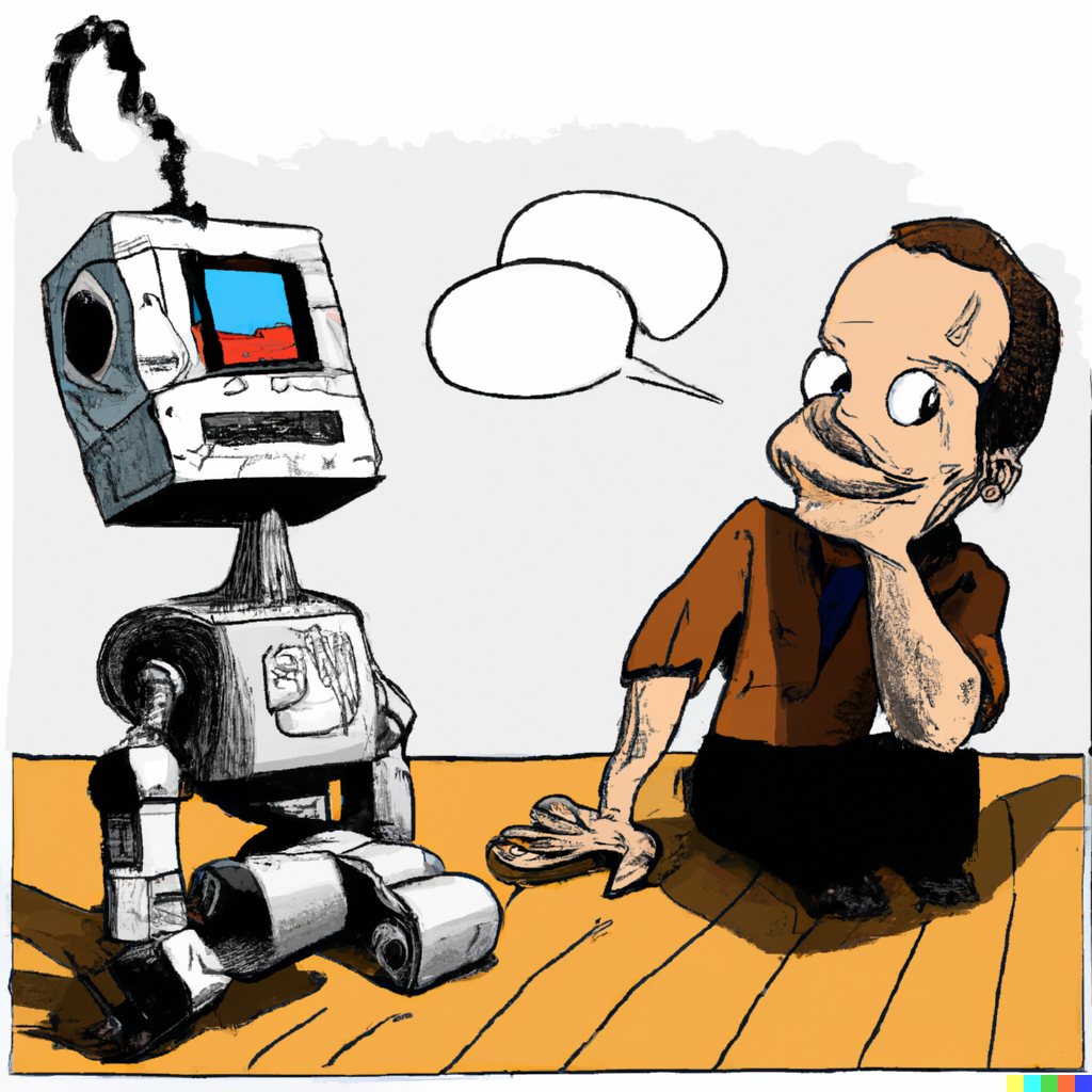  En mann snakker med en robot