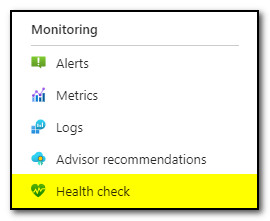 Azure Portal, Monitoring, Health check