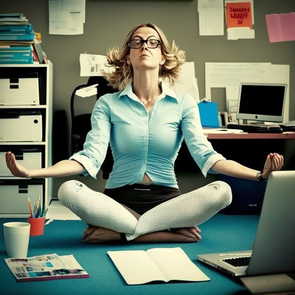 A woman sitting at a desk